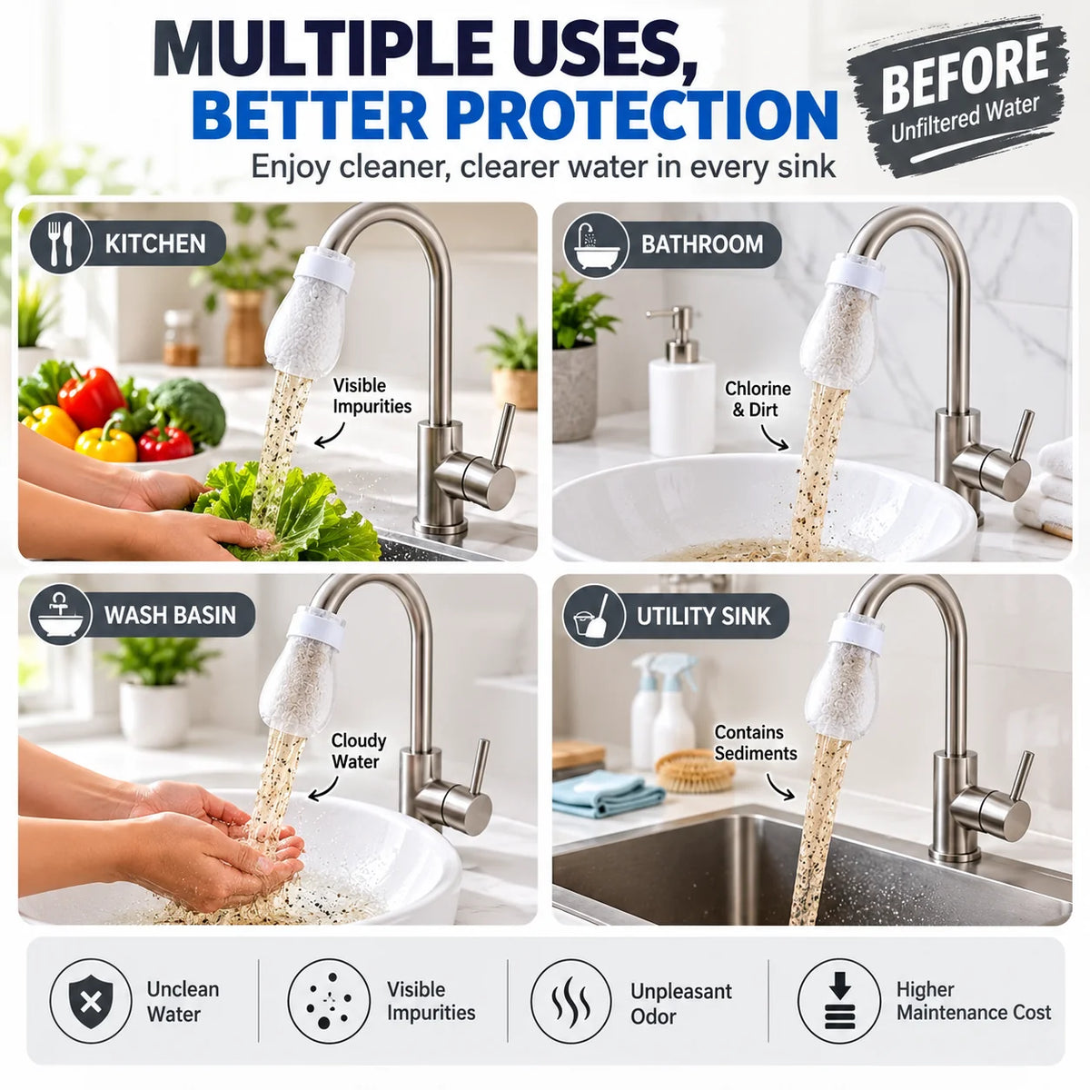 FreshFlow Faucet Filter Cotton Pads (50 Pcs)