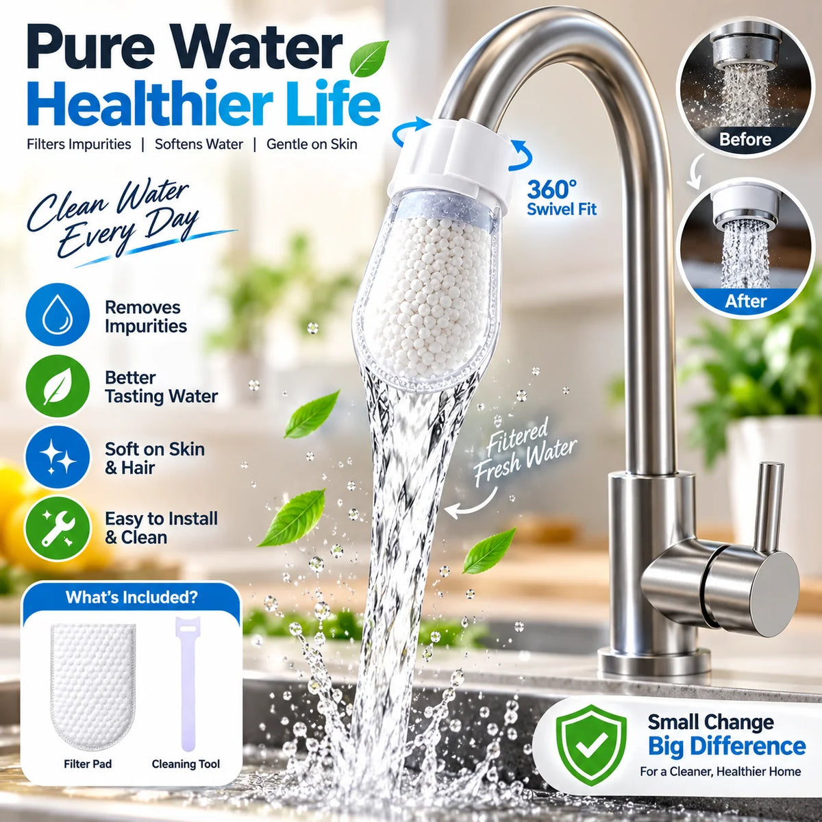 FreshFlow Faucet Filter Cotton Pads (50 Pcs)